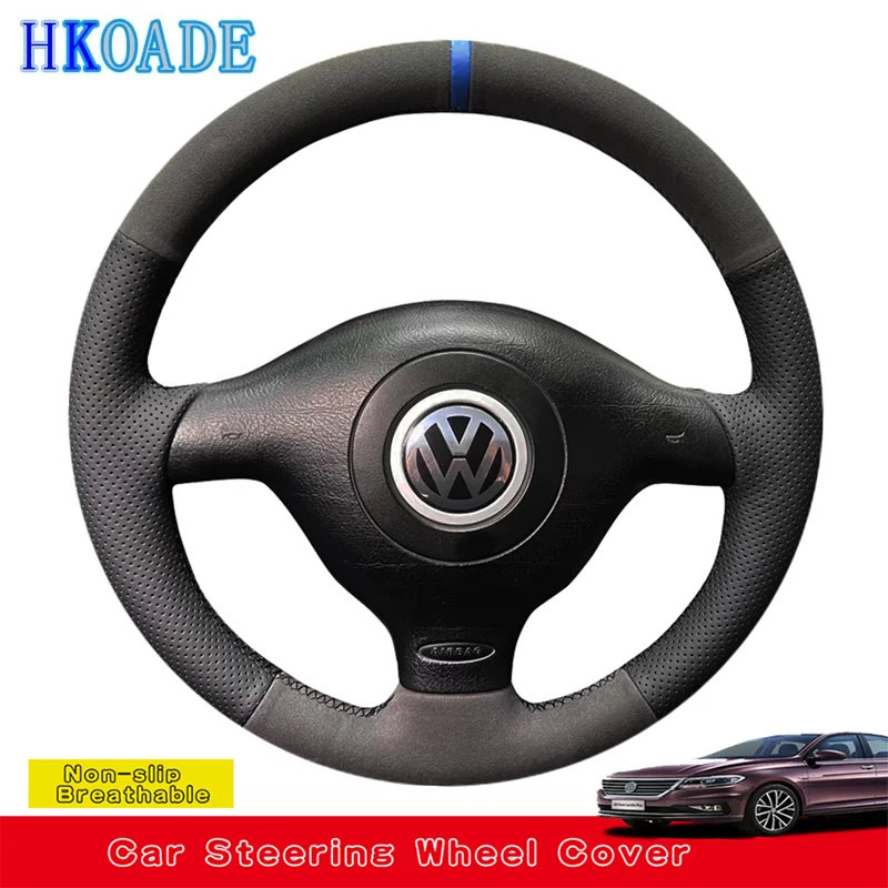 Customize Suede Steering Wheel Cover For Seat Leon MK1 Volkswagen VW Golf 4 IV Passat B5 Variant Polo Skoda Fabia 1 Car Interior