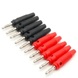 10 Pçs/lote 4mm Lado Solderless Stackable Banana Plug Vermelho e Preto