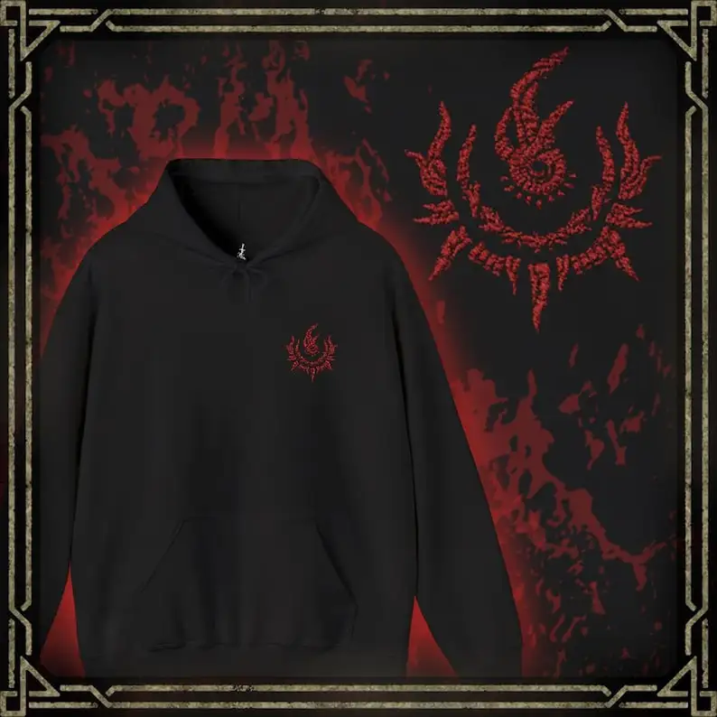 Drippy Souls Dragon Communion Embroidered Hooded Sweatshirt