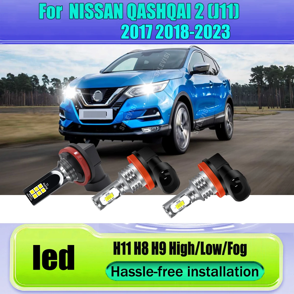 

Anti-Glare Design LED Headlamp Light Bulbs High Low Beam Foglight For NISSAN QASHQAI 2 (J11) 2017 2018 2019 2020 2021 2022 2023