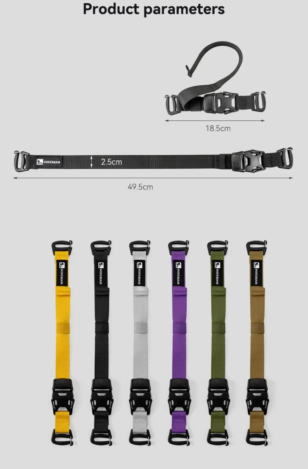Verstellbarer Gepäckgurt, robuster Koffer-Befestigungsgurt, 18,5–49,5 cm, Reise-Organizer für Rucksack, Wandern, Camping, Zubehör – Detail 5