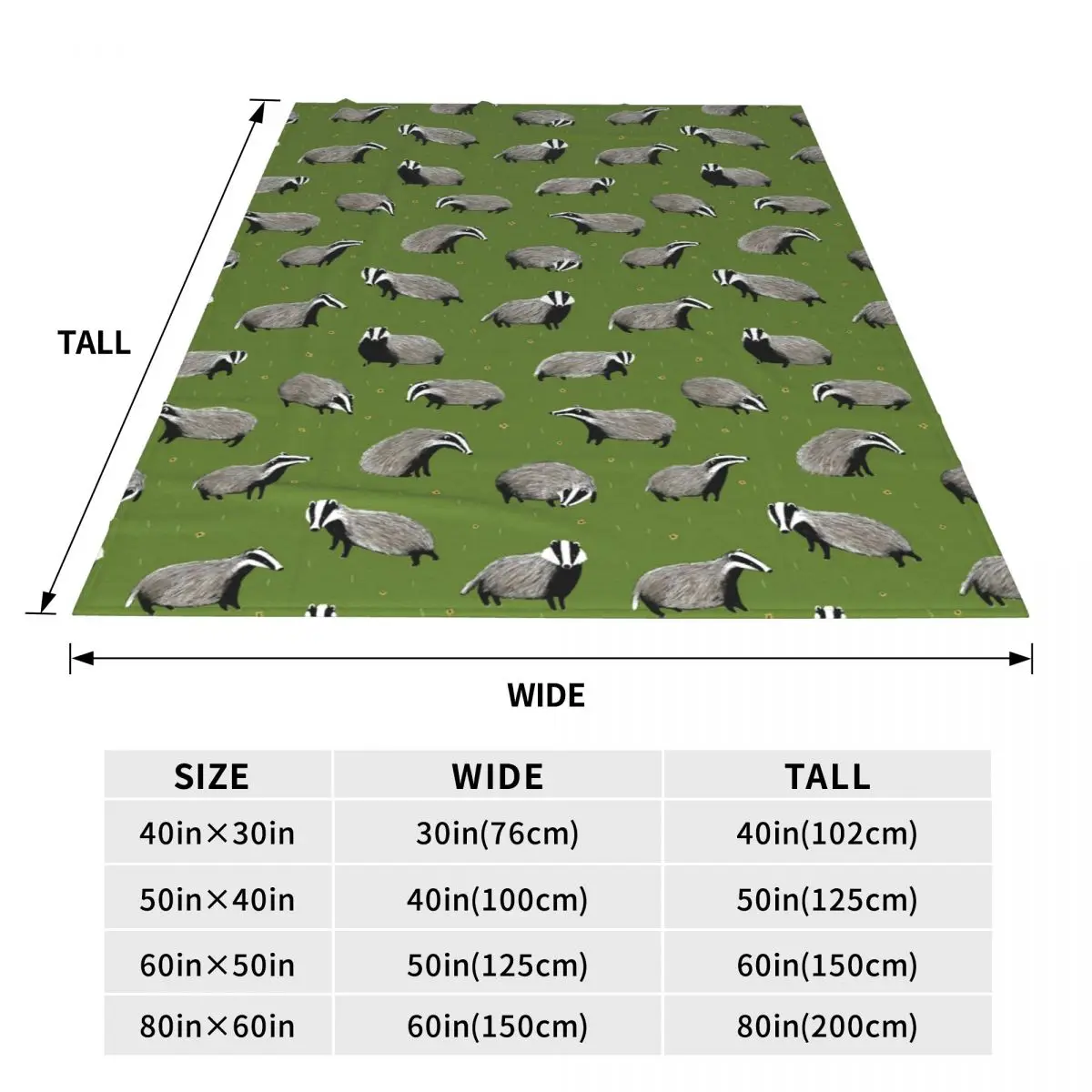 Badger Pattern Blanket Flannel Sofa Throw Blanket Breathable for Home Bedroom Office Throws Bedspread Quilt