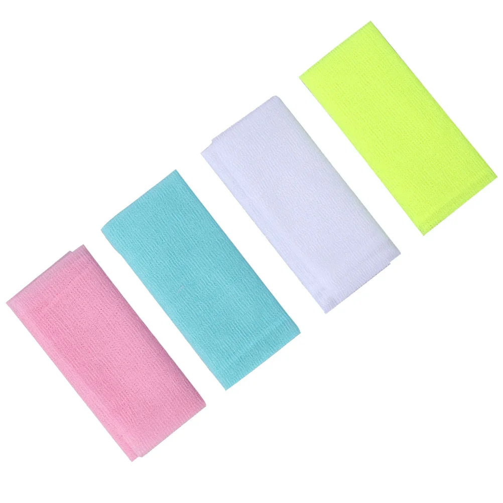 

4pcs Long Strip Back Scrubber Bath Towel Exfoliate Gentle Nylon Rich Lather Quick Dry Anti-Bacterial Portable Shower Washing