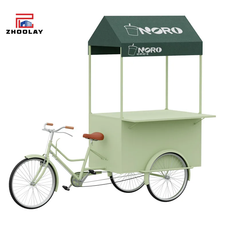 custom.Outdoor Night Market Stall Beverage Car Three Wheeled Iron Art Float Food and Snack Market Stall Sweets