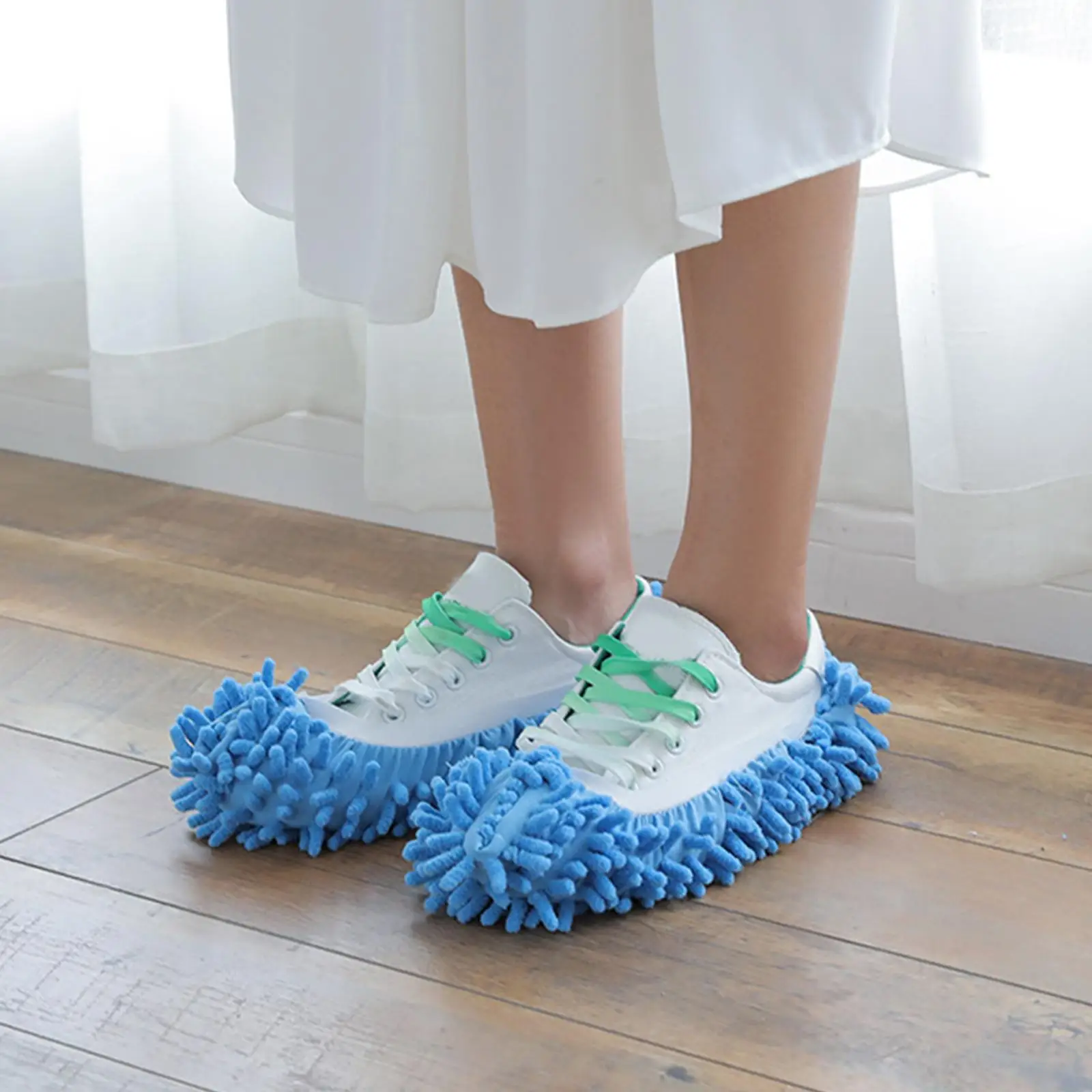 Lazy Cleaning Mop Slippers with Elastic Band for Sweeping Floors Dusting Pet Hair Reusable Foot Covers for Home