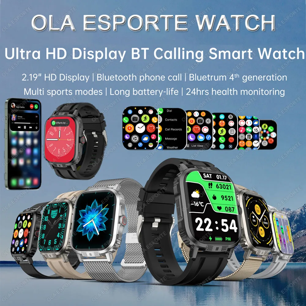 

Smart Watch Men 2.19'' HD Screen Smart Island Gesture Bluetooth Call Heart Rate Fitness SmartWatch Lady Bracelet For Android IOS