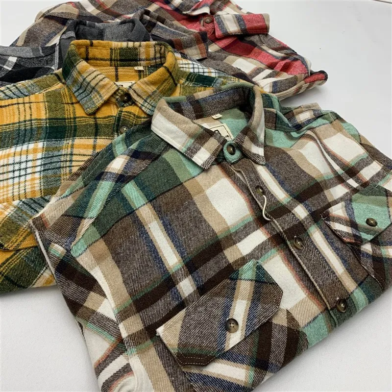 

Autumn Winter Thickened Warm Plaid Shirt Men's Workwear Long Sleeve Casual Outerwear Loose Flannel Shirt Prince Style