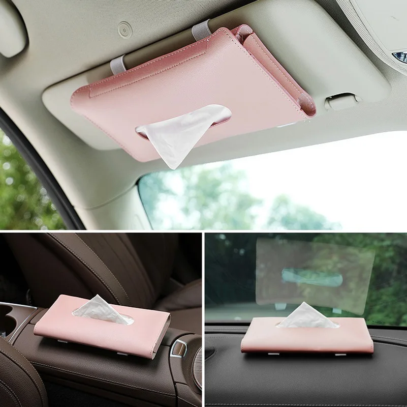 1 Pcs Car Tissue Box Car Sun Visor Tissue Box Holder Auto Interior Storage Decoration For Universal Car Accessories