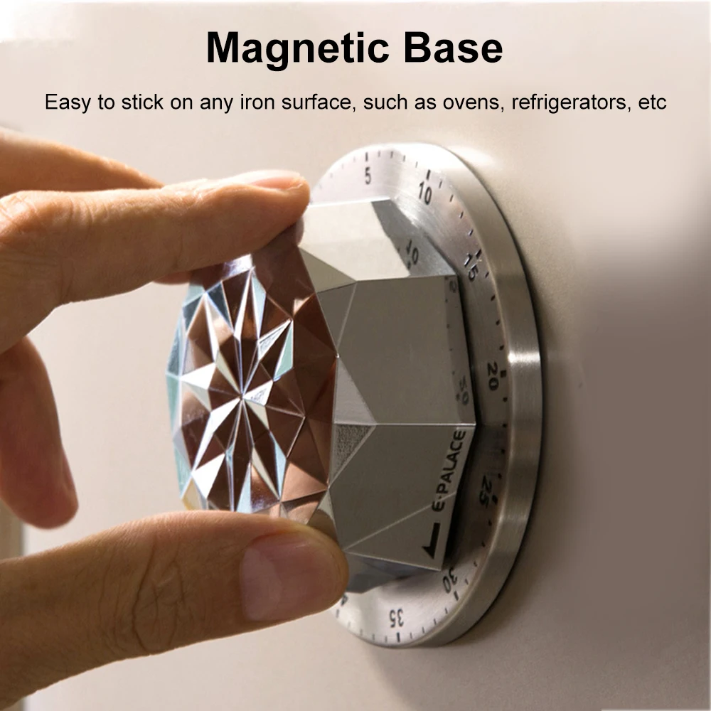 Mechanical Alarm Clock Magnetic Kitchen Timer Stainless Steel Timer Baking Reminder for Learning Time Management for Cook Study