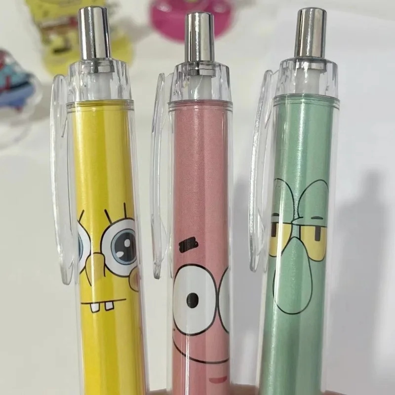 1/5pcs SpongeBob Patrick Star Press Gel Pen Writing Stationery 0.5mm Black Refill Student Ballpoint Pens Office School Supplies