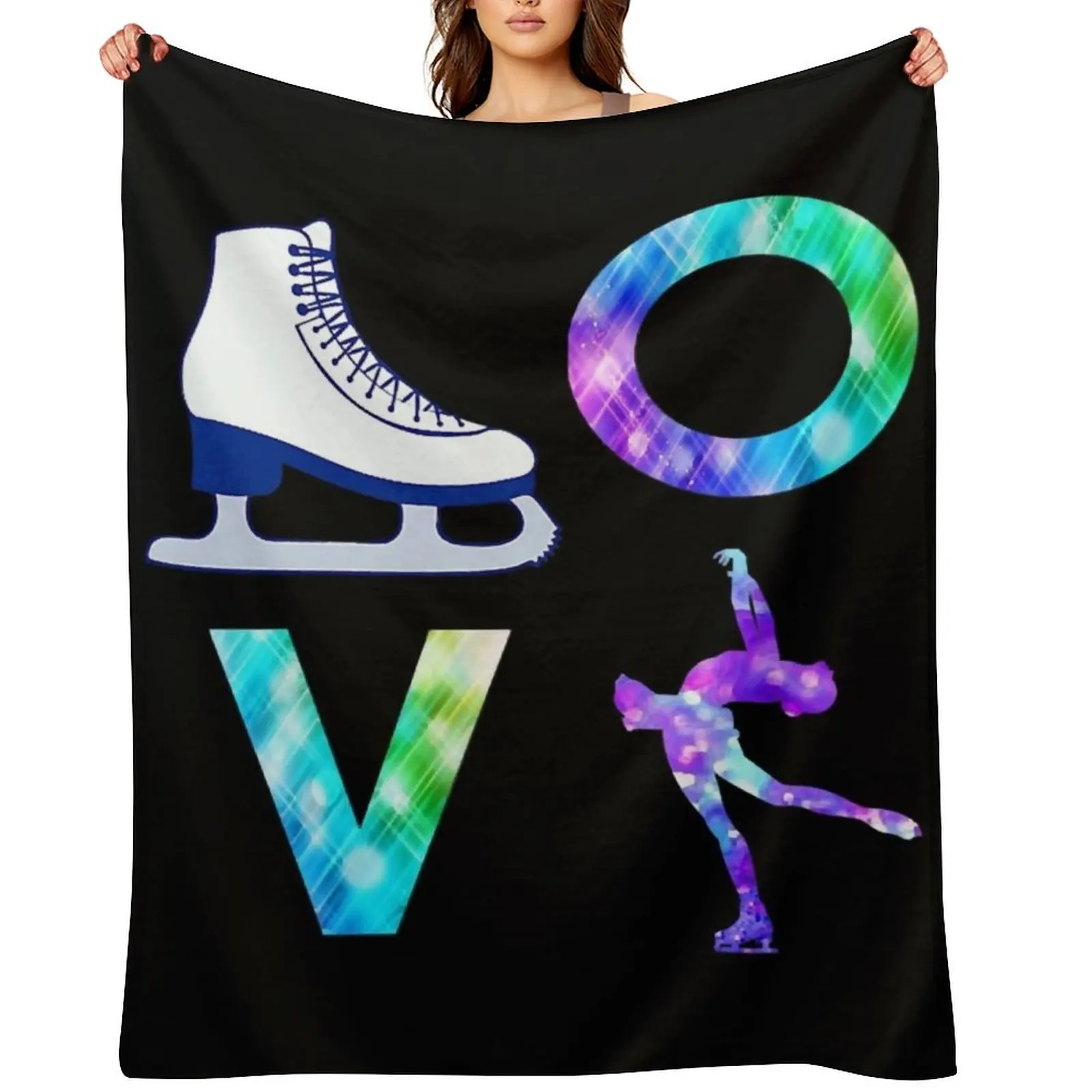 

Love Figure Skating Ice Skater Girls Throw Blanket Extra Large Throw Luxury Brand bed plaid Furry Blankets