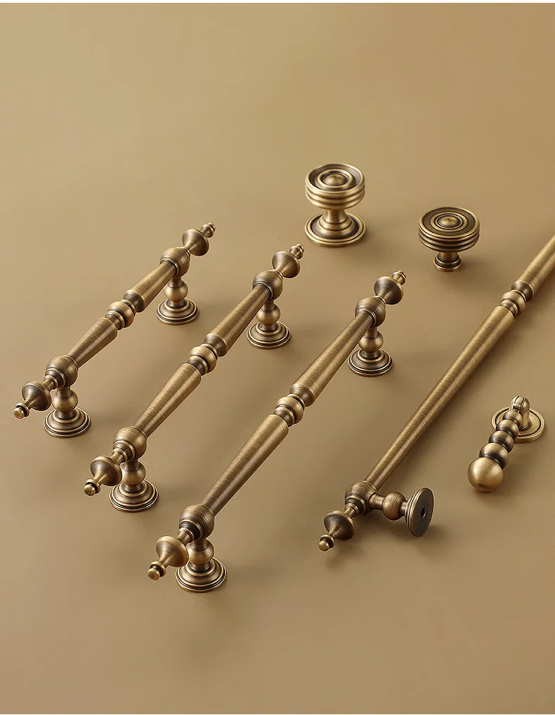 Solid Brass Cabinet Drop Pull Furniture Hardware Kitchen Long Handle T Bar for Home Vintage Knob and Handle