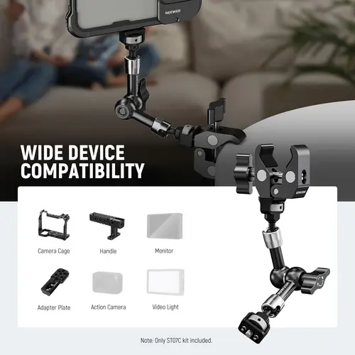 Imagen 2 del producto NEEWER Soporte de abrazadera de brazo mágico articulado de 7 ""con soporte de monitor de cámara súper abrazadera para cámara de acción DSLR para jaula SmallRig