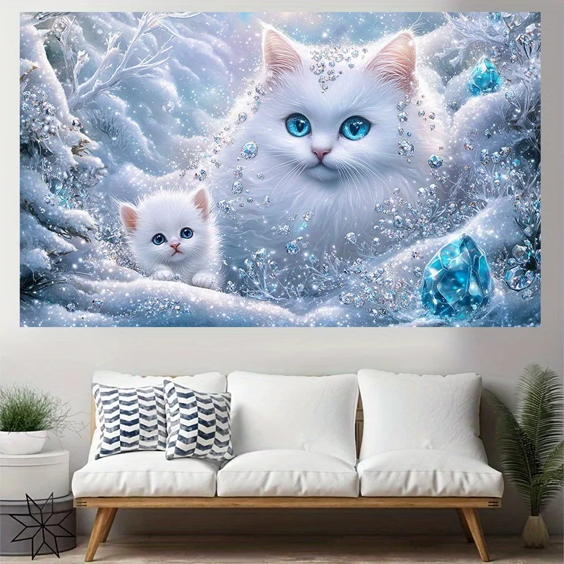 Winter Wonderland Cats Digital printing polyester wall tapestry suitable for use in living rooms bedrooms offices bars and party