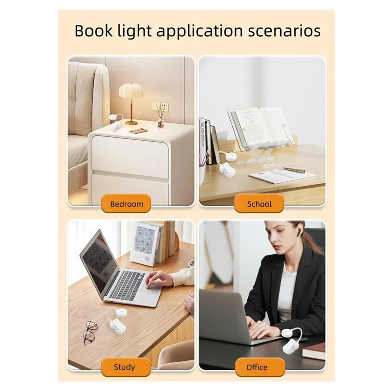 

ABSS-Booklights Forreading Inbed At Night Перезаряжаемый светильник для книг с зажимом для ночного чтения Forbook