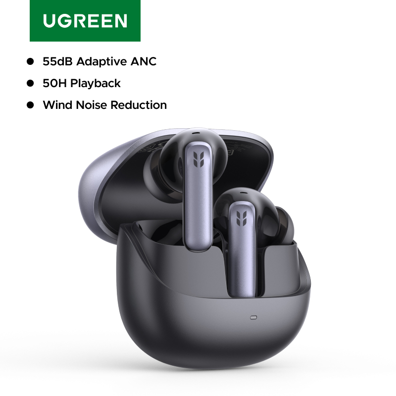  UGREEN EchoBuds Plus In-Ear Bluetooth Wireless Active Noise Cancelling Earphones 55dB Adaptive ANC, LDAC Headphones 
