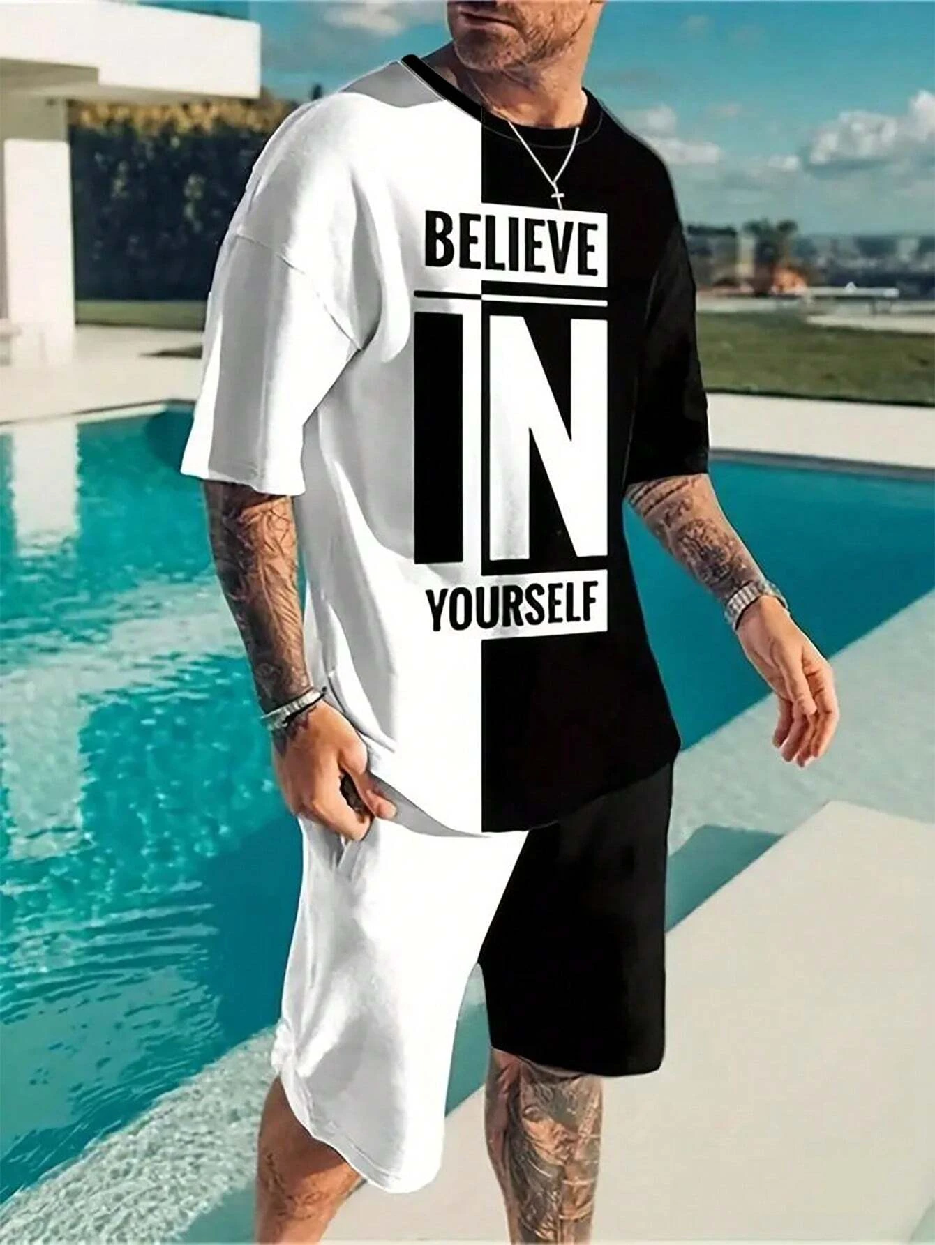 

Мужская футболка с графическим принтом Believe in Yourself, летние футболки с короткими рукавами и круглым вырезом, мужская одежда, повседневная уличная одежда, топы большого размера