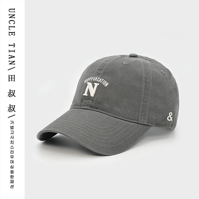 Brown Baseball Cap Women\'s Big Head Face-Looking Little Wild Sports Hat Men\'s Korean-Style Wide Brim Peaked Cap Fashion