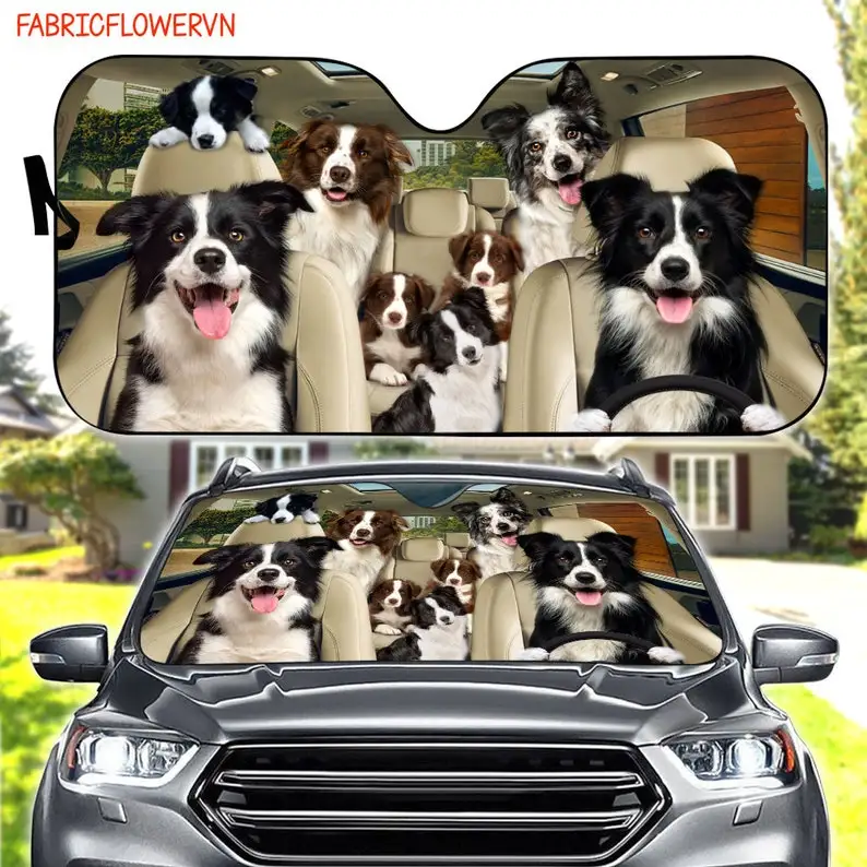 Border Collie Car Sunshade, Border Collie Car Decoration, Dog Windshield, Dog Lovers Gift, Dog Car Sunshade, Gift For Mom, Gift