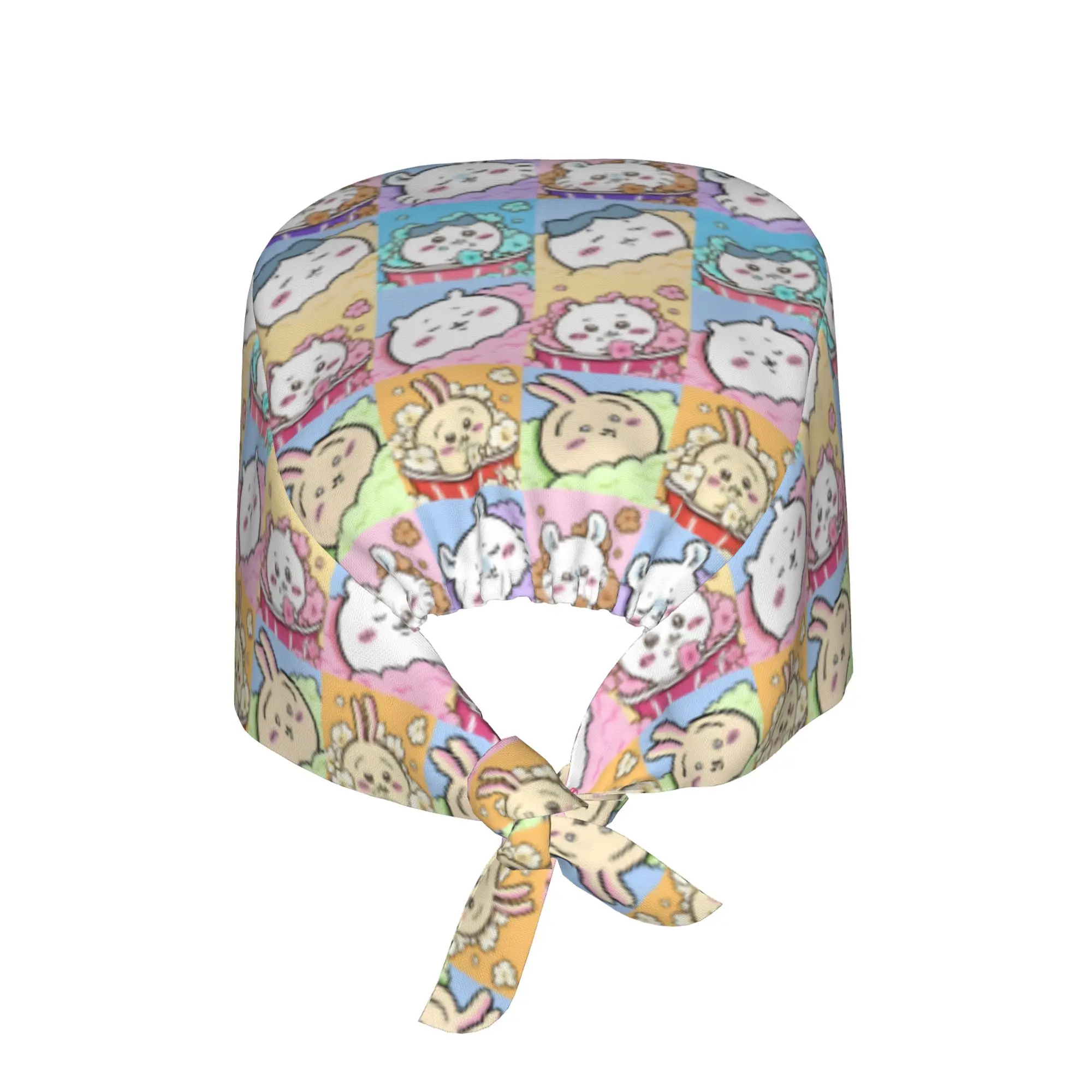 Custom U-Usagies Anime Breathable Scrub Hat Surgical Scrub Caps Unisex Nursing Hair Hats Work Scrubs Hat for Hospital Pharmacy