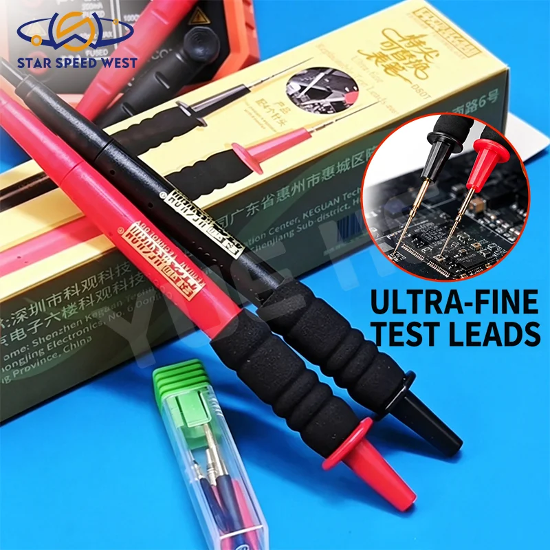 KEGUAN D80T Technology Ultra Fine Replaceable Test Leads 316 Stainless Steel Tips For IC Pin Micro Component Testing Tools