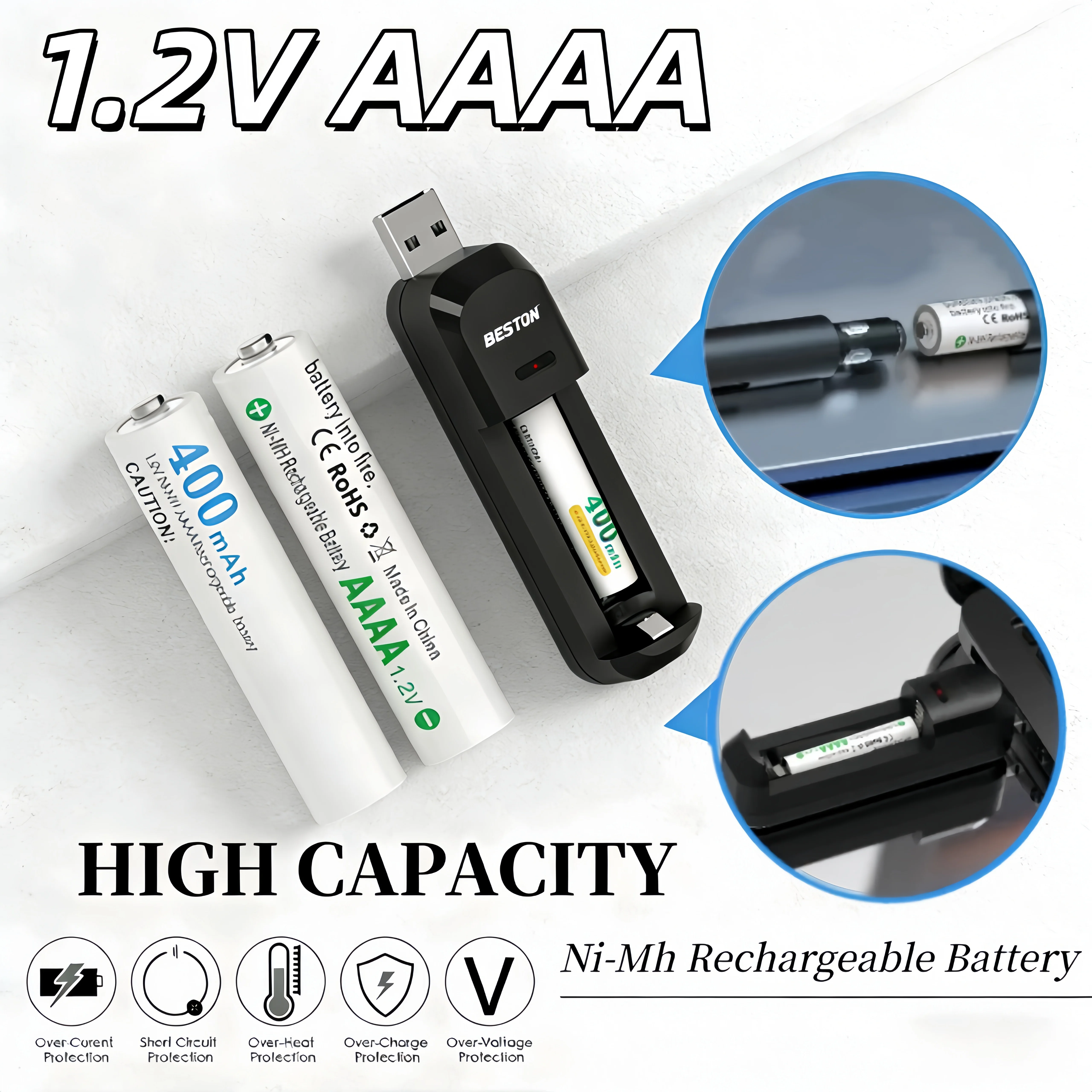 1.2V Aaaa 400Mah Re…