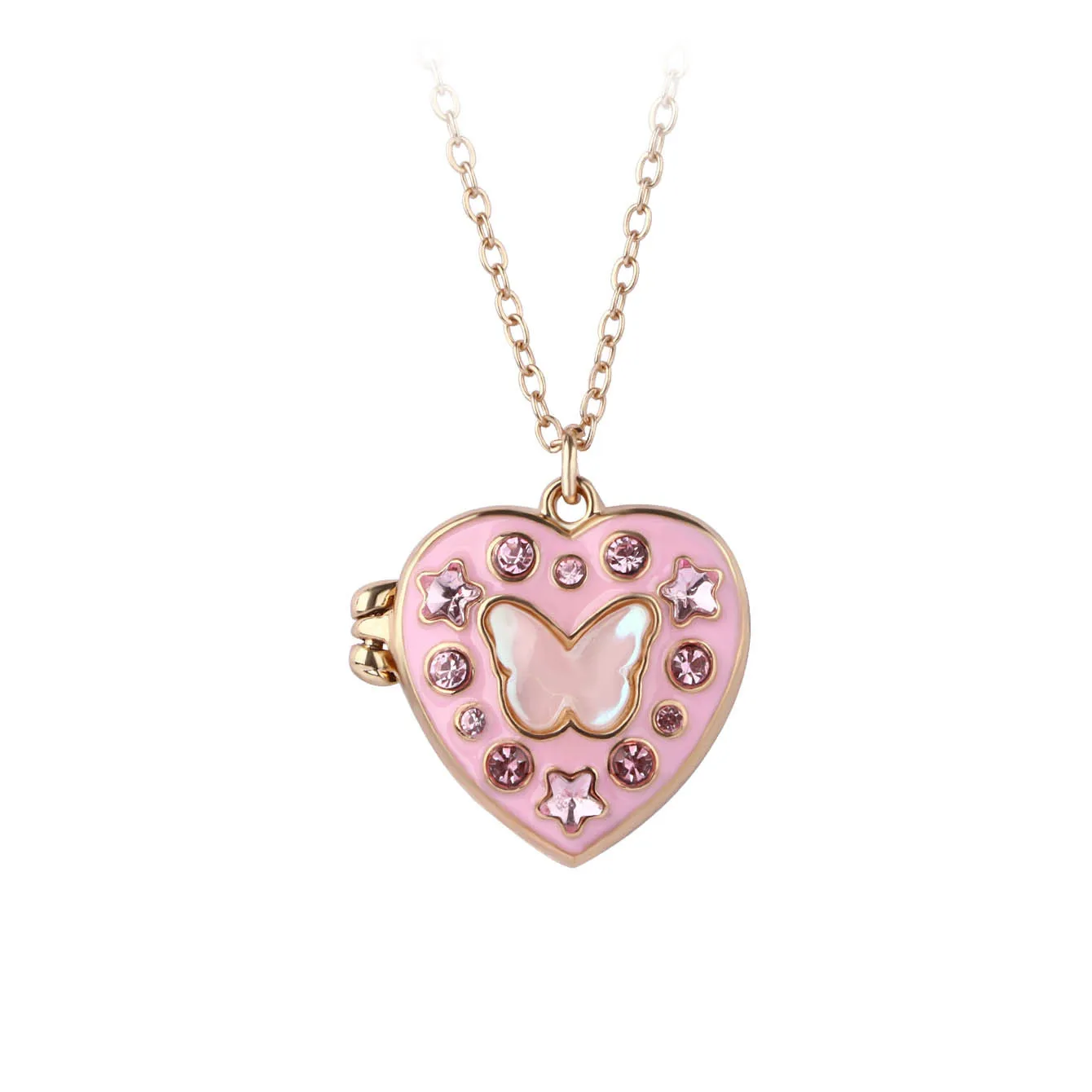 Pink Drip Glaze Heart-shaped Photo Locket Necklace Colorful Crystal Openable Pendant Necklaces Women Memorial Jewelry Gifts