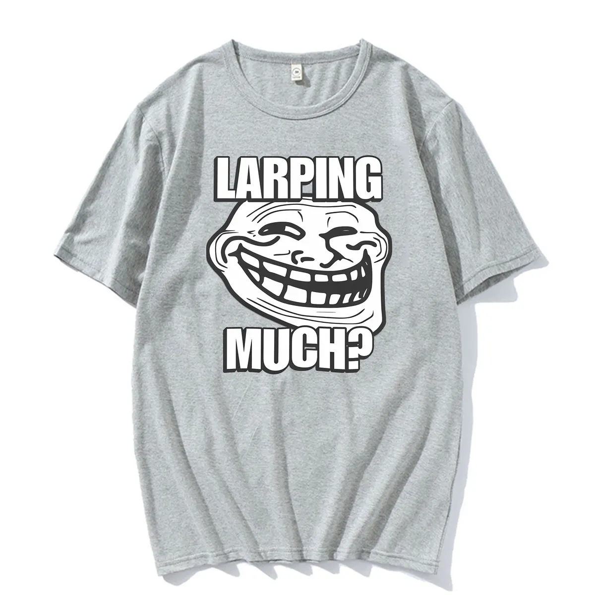 Larping Much？Brainrot Meme Funny Trollface Graphic T-shirt Men Women Humor Classic T Shirts Oversized Casual Pure Cotton T Shirt view 5