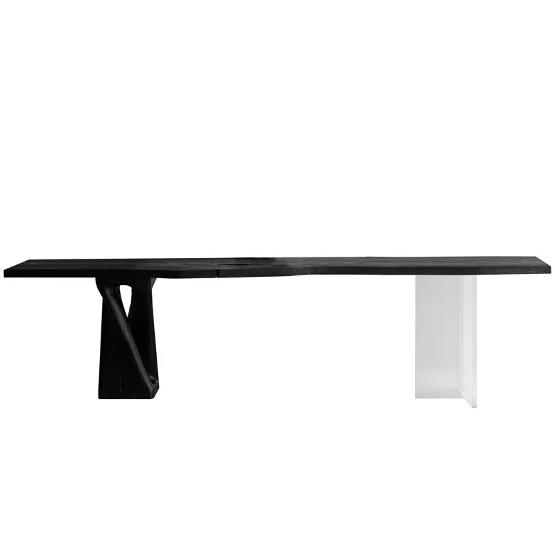 

Wabi, ash wood, carbonization, dining table, log, special shape, household, minimalist, suspension