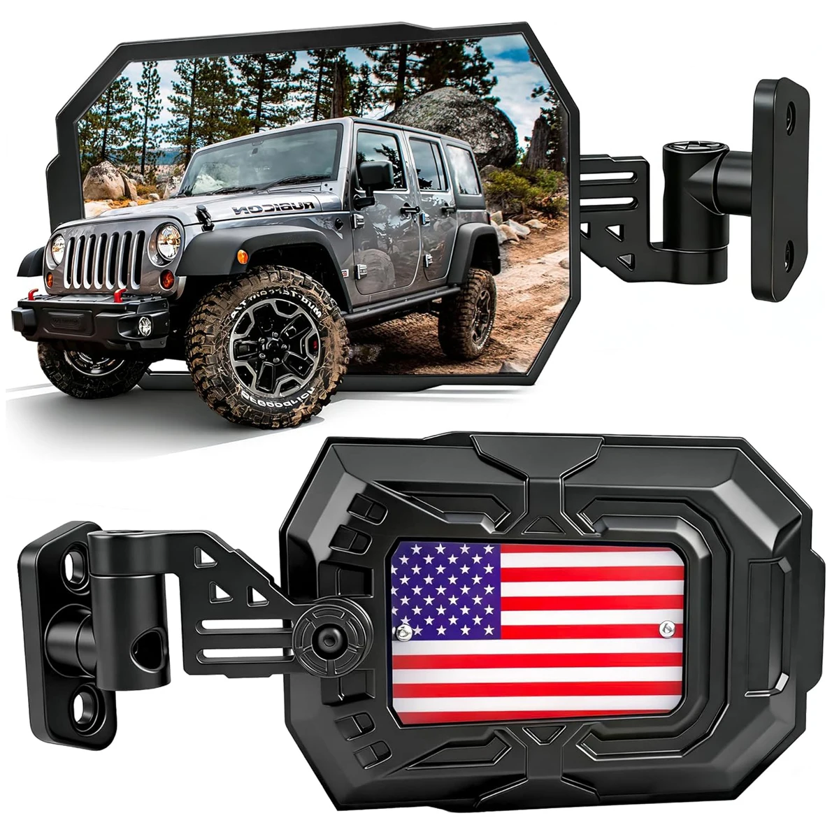 1Pair Doors Off Mirrors, Anti-Shake Doorless Side View Mirrors compatible with 2007-2018 Jeep Wrangler JK JKU (Not for Doors On)