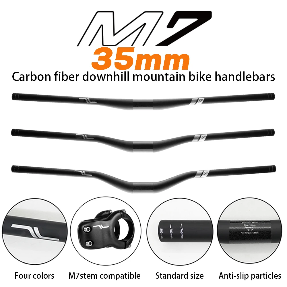 

M7 35mm Clamp Carbon Fiber MTB Handlebar, 10/25/40mm Rise, 8°Backsweep4°Upsweep,for Aggressive Mountain/Enduro/Downhill Bikes