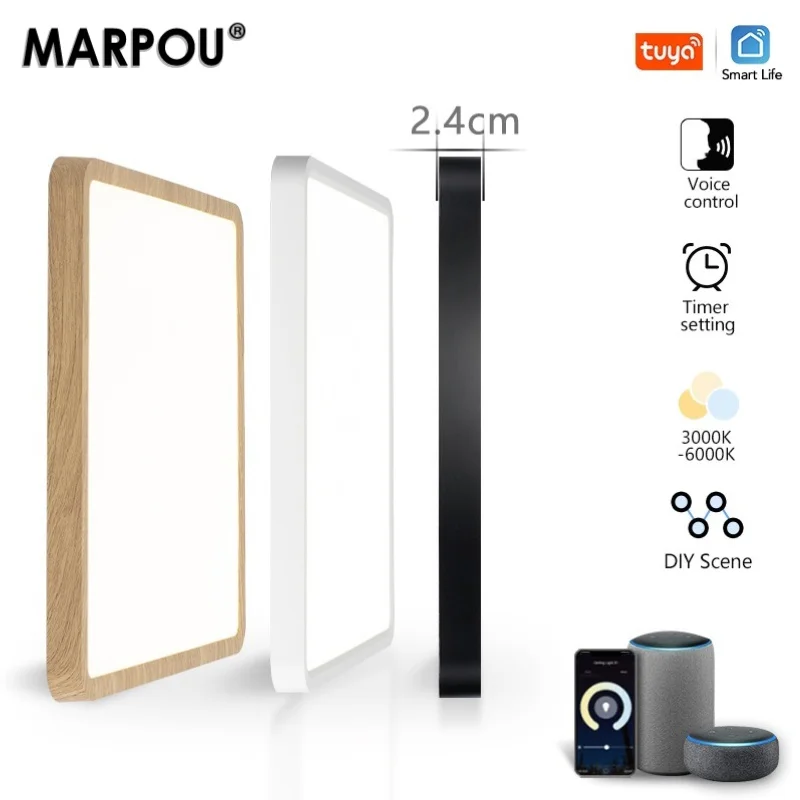 

MARPOU TUYA Smart LED Ceiling Light 36W Dimmable APP Voice Control 2.4cm Ultra-Thin Modern LED Ceiling Lamp Living Room Bedroom
