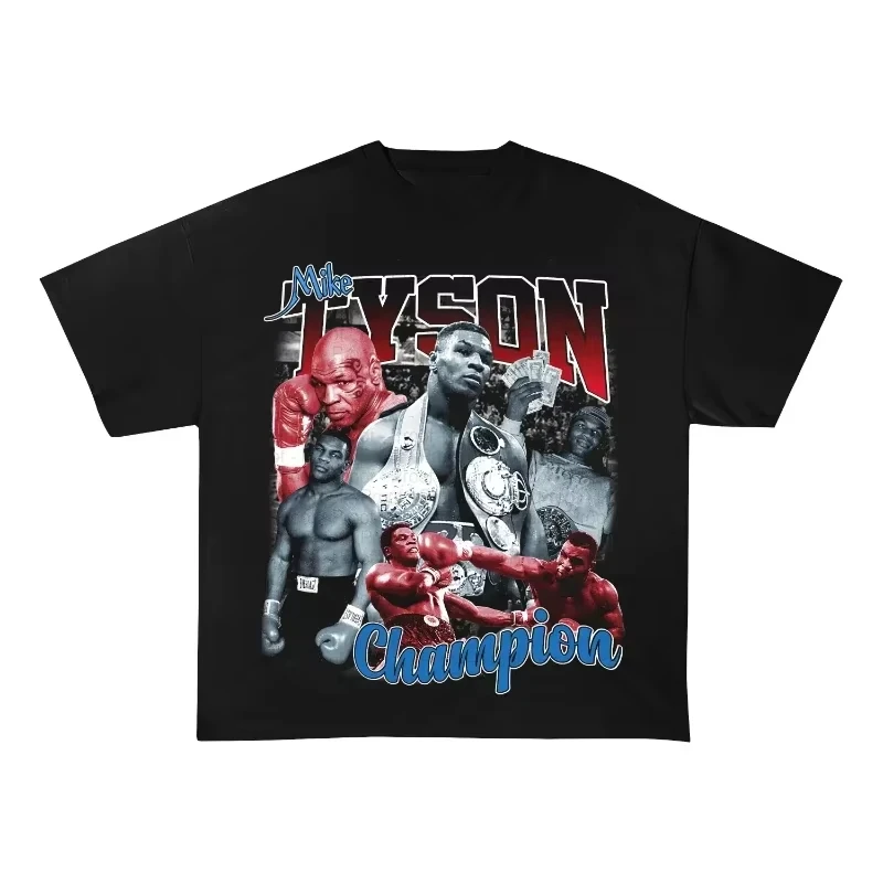 2026Mike Boxing Printed Retro T-Shirt, Unisex, , Tyson T-Shirt, Summer Street Trend Brand, Couple Wear