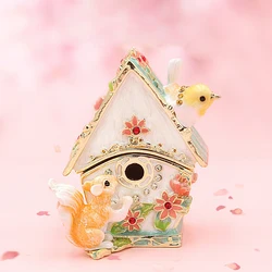 Gift for her,Jewelry Trinket Display Box Metal Enameled Figurines Collectible Ring Holders Chirstmas Weding Gift Home Decoration