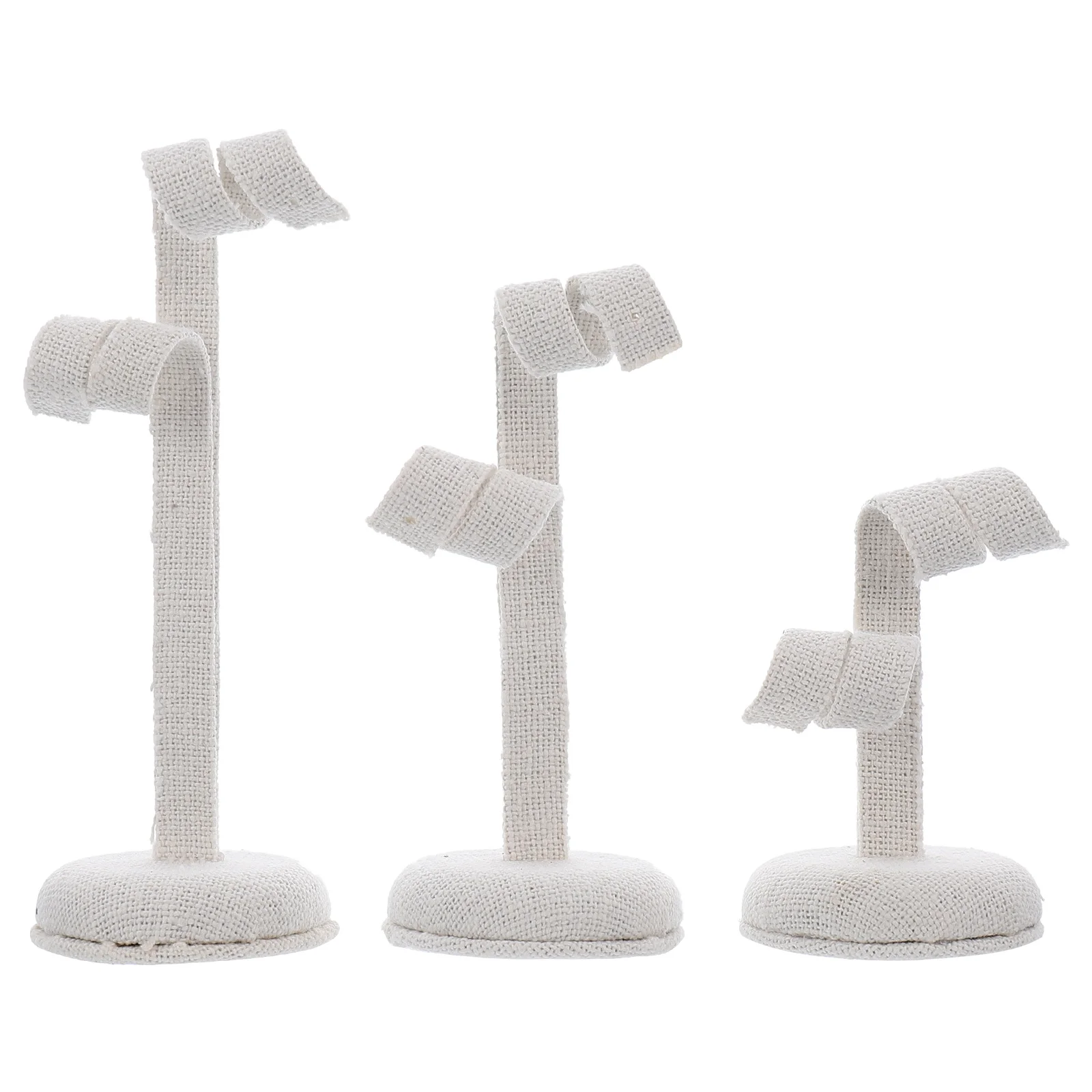 3Pcs Earring Studs Display Racks Jewelry Holder Linen Organizer for Bathroom Bedroom Jewelry Show Stand Showing Rack
