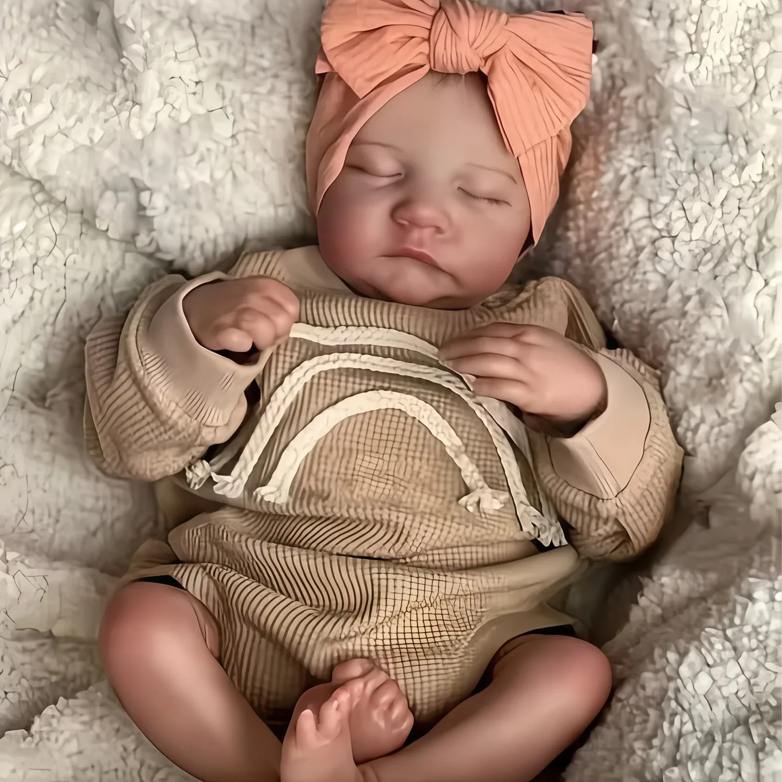 

Risbecko Lifelike 43cm Finished Reborn Doll, Like Real Baby Handmade Art Doll, 3D Painted Skin With Visible Veins Vinyl Limbs