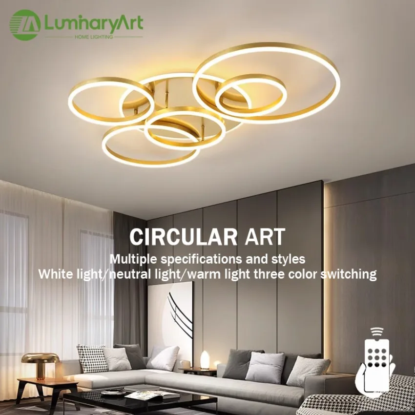 Modern LED Ceiling Light Creative Minimalist Circular Combination Pendant Light Living Room Dining Room Bedroom Lighting