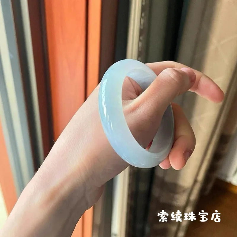 , Burmese Ice Waxy Jadeite Bracelet for Women, Old Mine Transparent and Moisture-Rich Jade Bangle