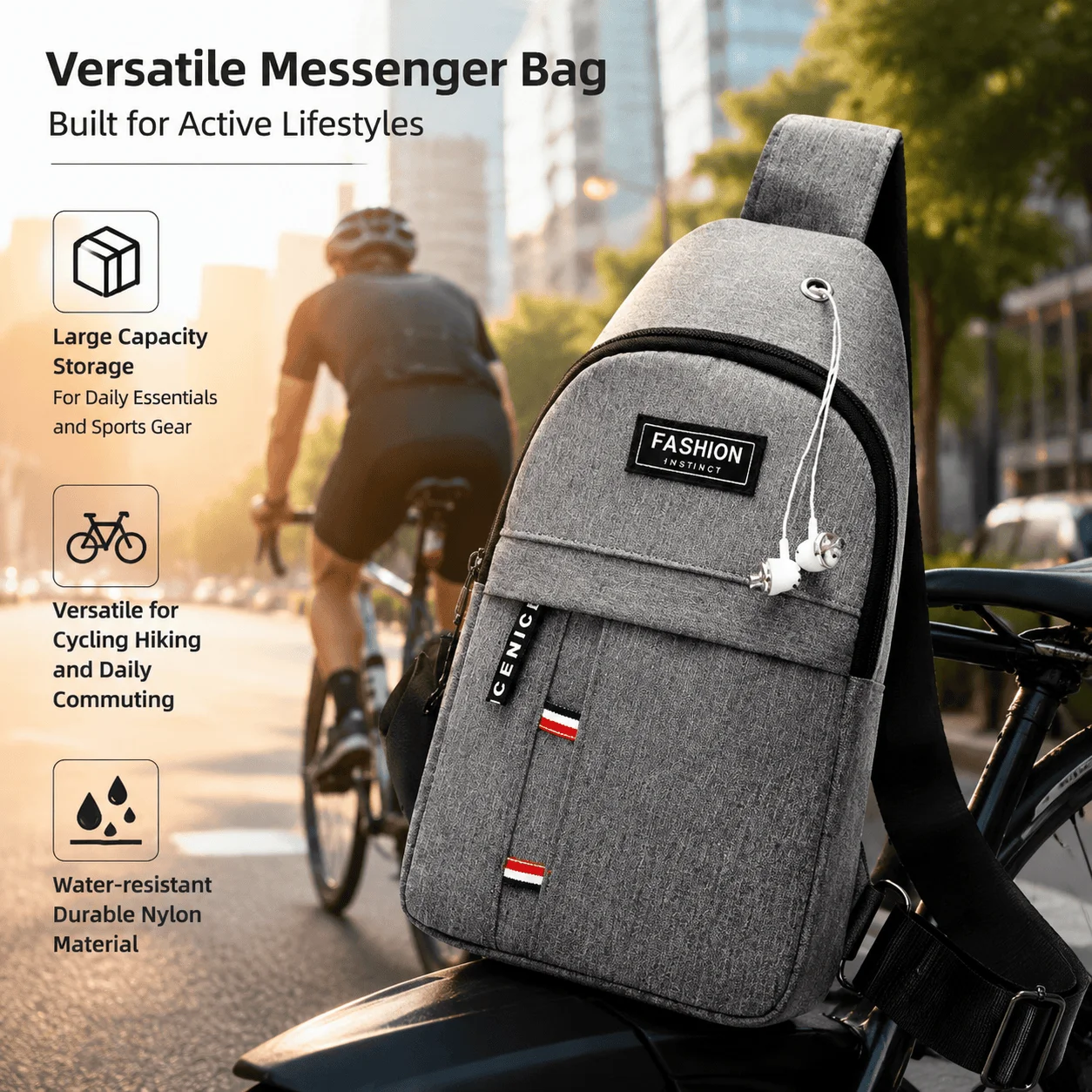 Sling Bag Crossbody Chest Bag Men Women Cycling Outdoor Sport Multifunctional Messenger Shoulder Bag Large Capacity Water