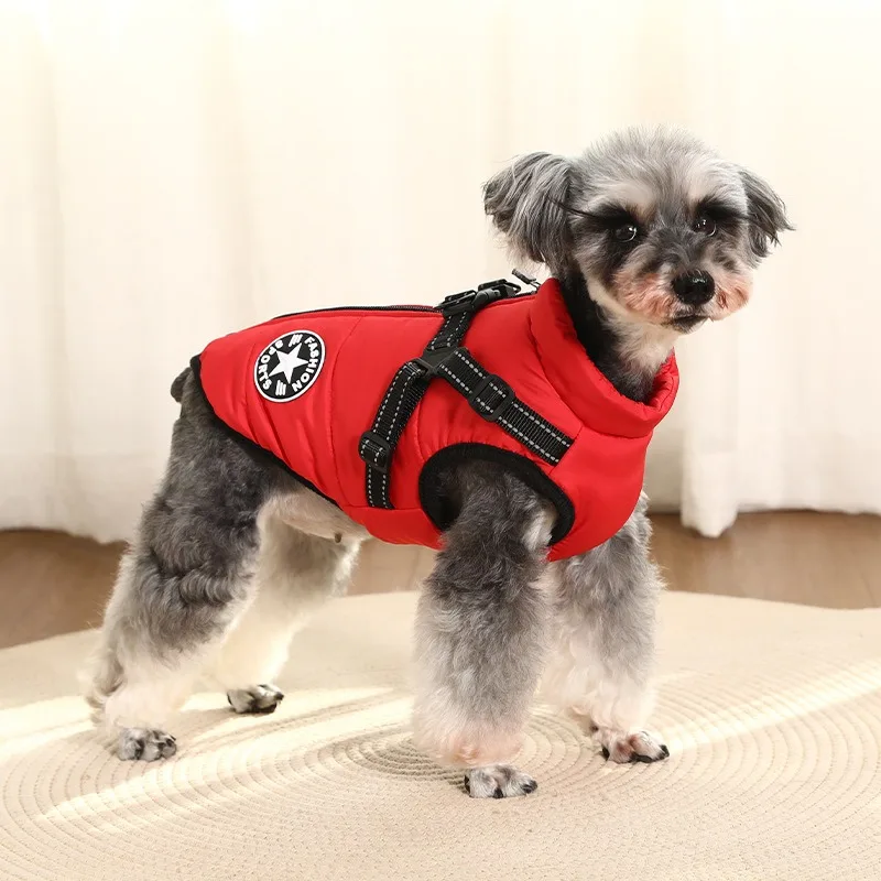 Winter Dog Coat with Harness, Waterproof Warm Fleece Lined Jacket for Small Large Dogs, Puppy Clothes for French Bulldog