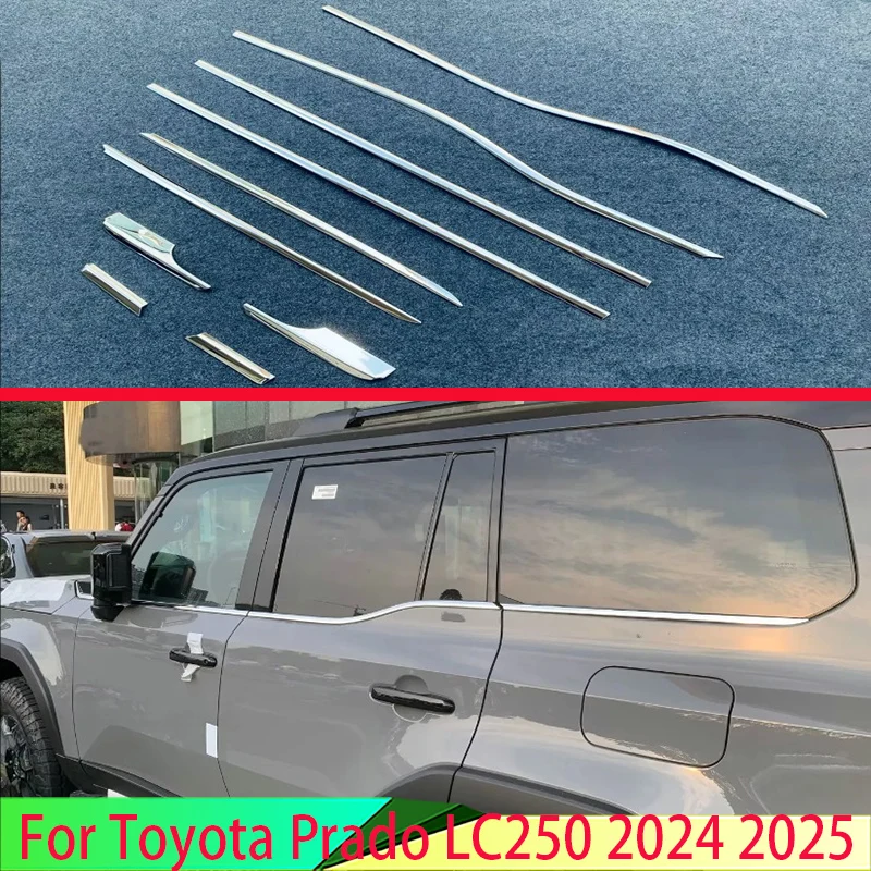 For Toyota Prado LC250 2024 2025 Car Accessories Body Styling Stick Stainless Steel Window Garnish Window Strip Trim