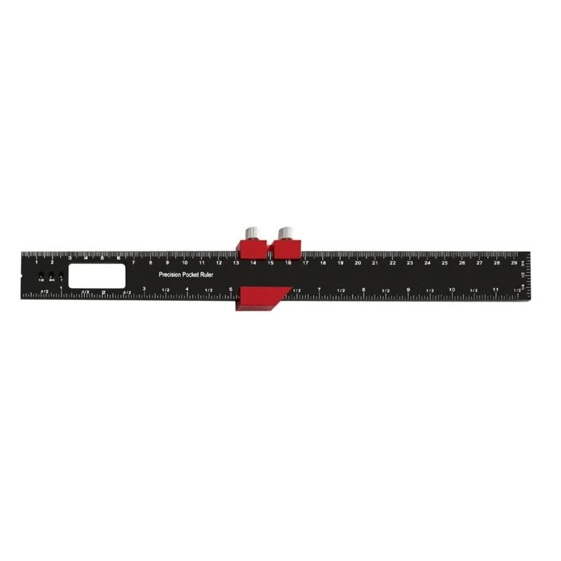 

E15A Woodworking Ruler Track Ruler Inch & Metric Scribing Ruler Measuring Gauge