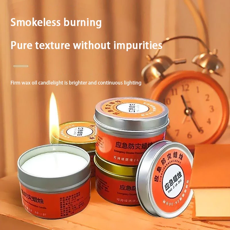 5pcs 50g/80g Emergency Disaster Candles 30 Hour Tea Light In Flat Container Windproof Long Burning Food Warmer Tea Light Candle