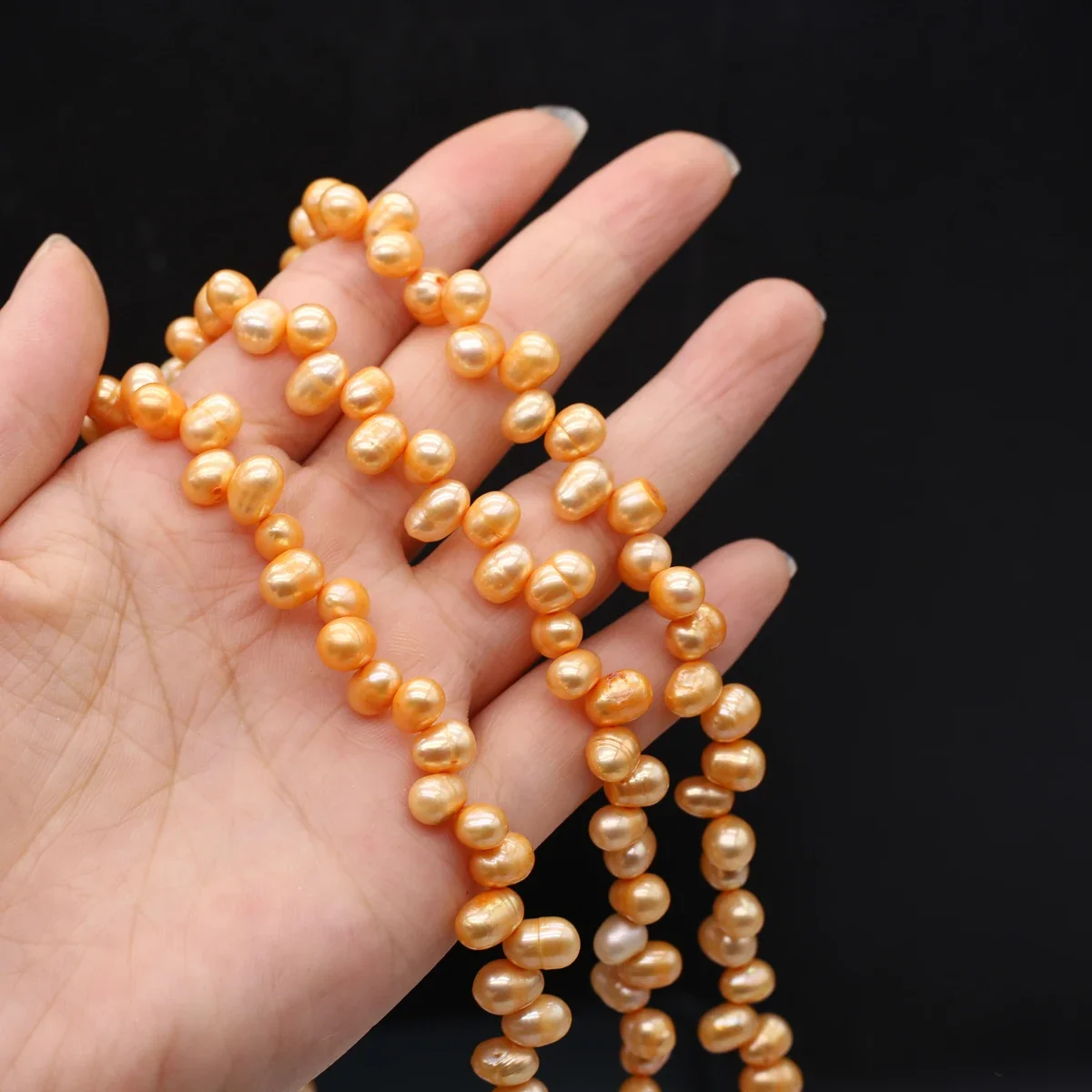 3*7 Hole Pearl Natural Freshwater Yellow Pearl Irregular Beads 6-8mm For Jewelry Making DIY Bracelet Earrings Necklace Accessory