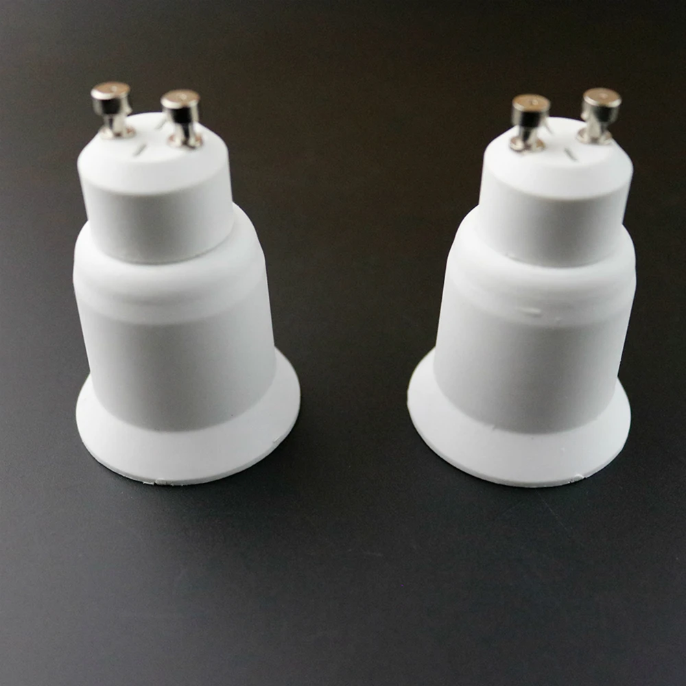 2PCS GU10 To E26 E27 CFL LED Lamp Holder Adapter PBT Housing Gu10 2P Standard Medium Edison Screw Bulb Light Socket Converter