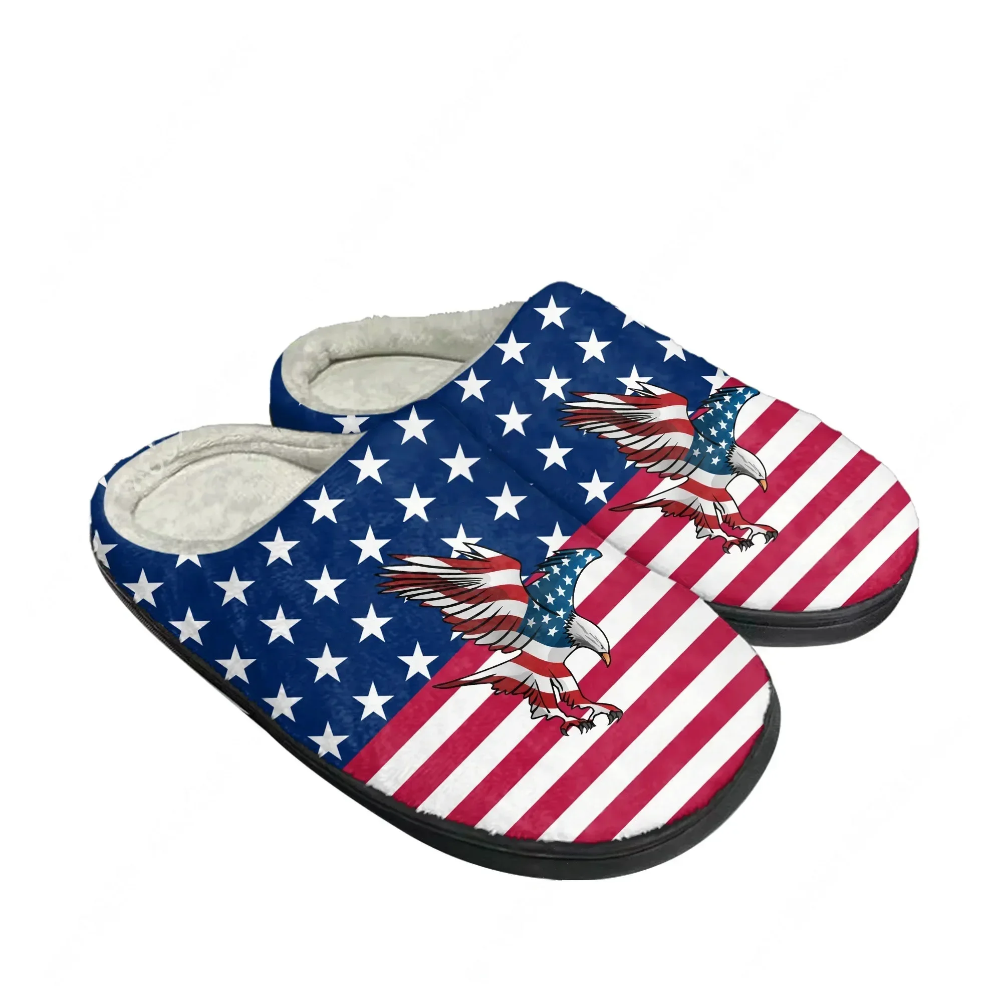 American Flag USA Blue Red White Star Art Home Cotton Slippers Mens Womens Sandals Plush Casual Keep Warm Shoes Custom Slipper view 3
