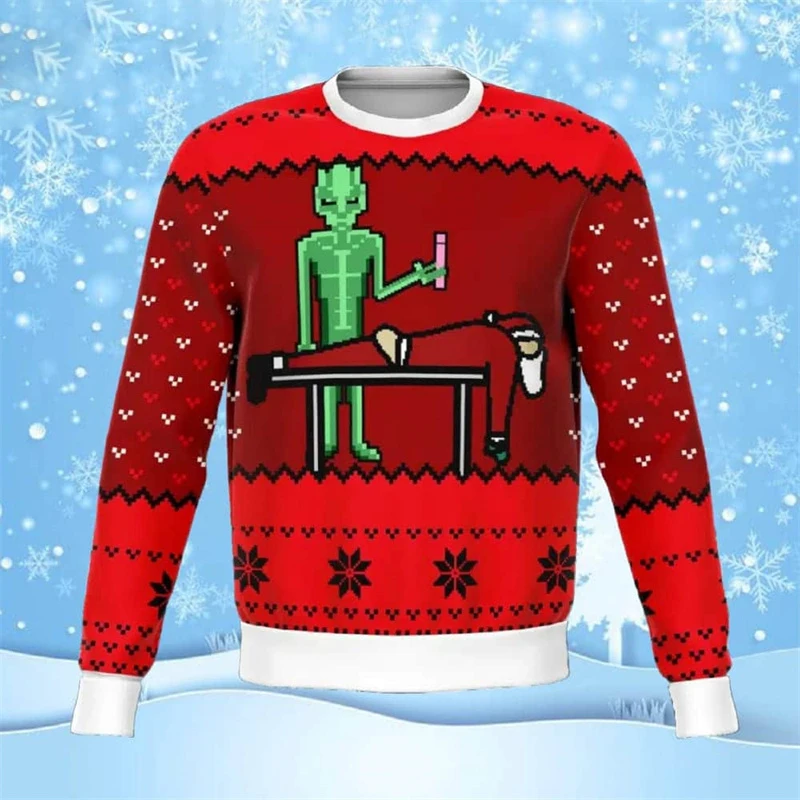 Funny Theme Ugly Sweater Men's Christmas Clothing Fashion Hooded Coat 3D Printed Colorful Festival Gift Personality Hoodies Top