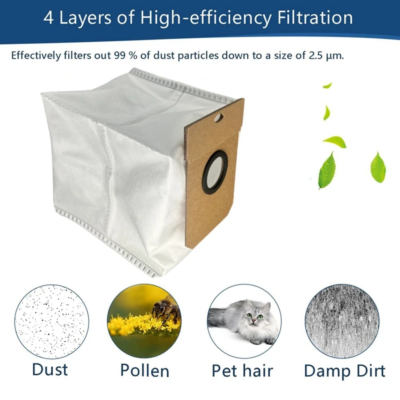 비오미 알파 3 프로/하이얼 11 로봇 진공 청소기용 먼지 봉투, 부직포 쓰레기 봉투 교체 액세서리