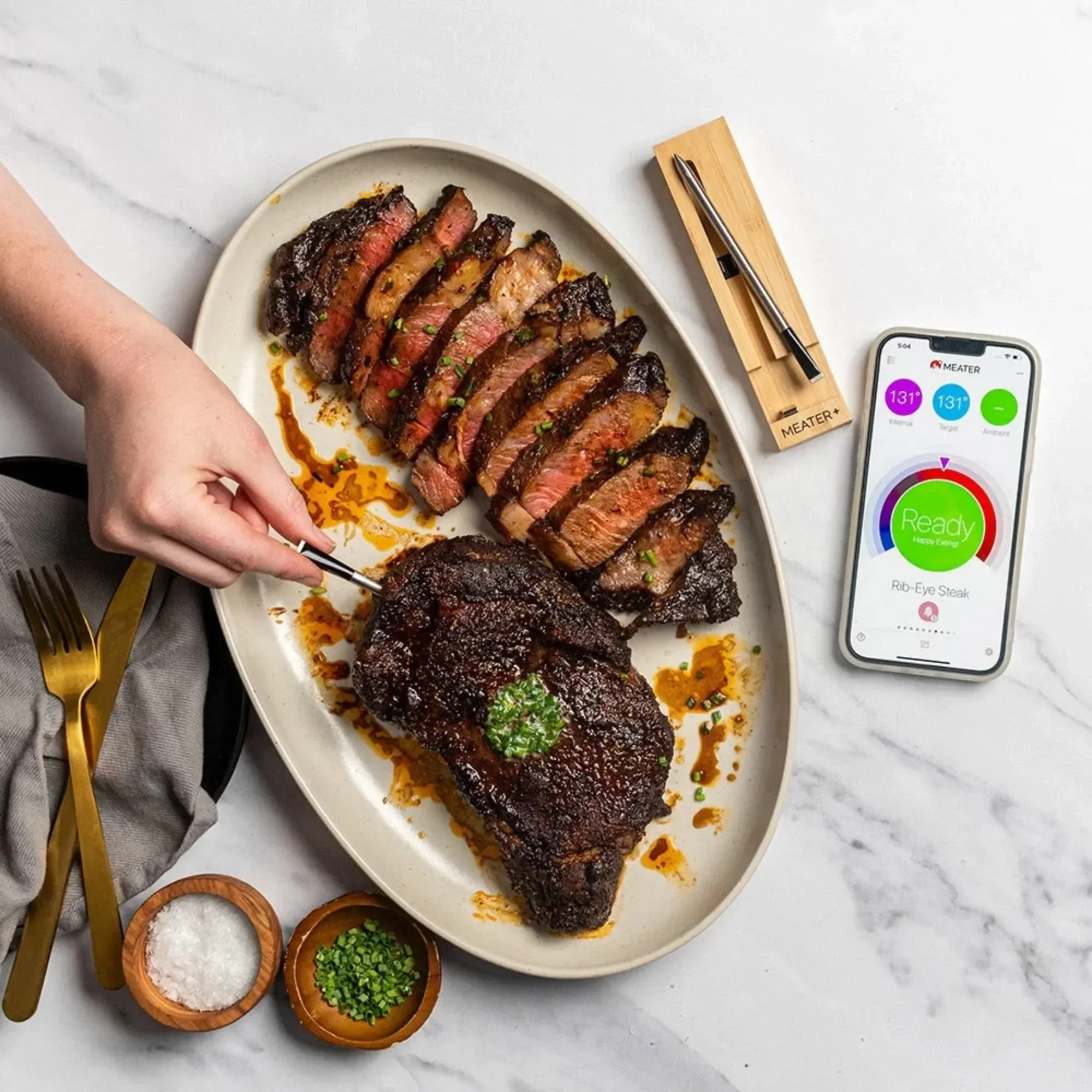 Plus: Slimme Bluetooth draadloze vleesthermometer |   Voor BBQ, Grill, Oven, Roker, Luchtfriteuse |   Heerlijke recepten in de app