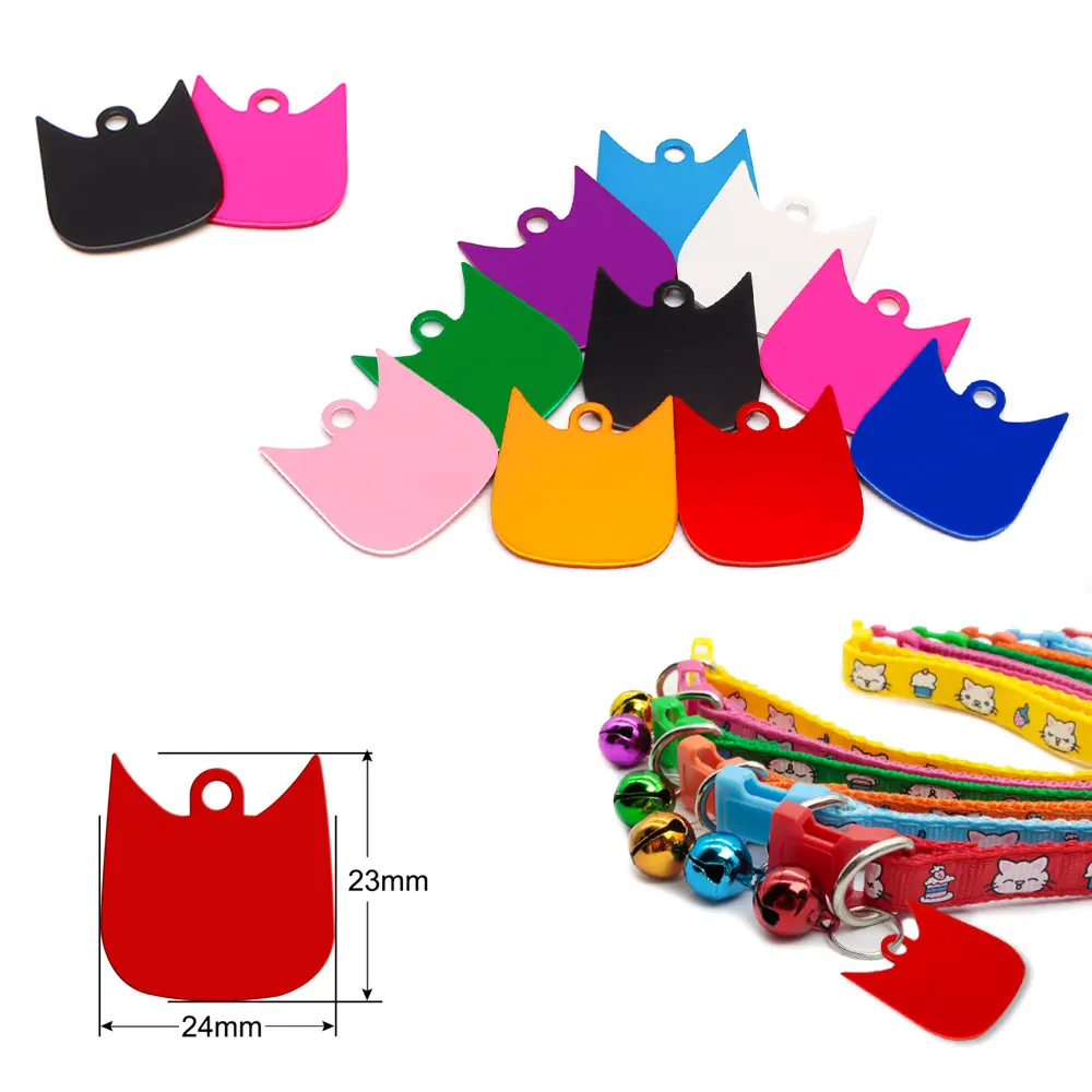 Wholesale 20PCS Cat-Shaped Aluminum Tags Metal Keychain Pendant Blank Label Laser Engraving Pet ID Gift Collar Pendants